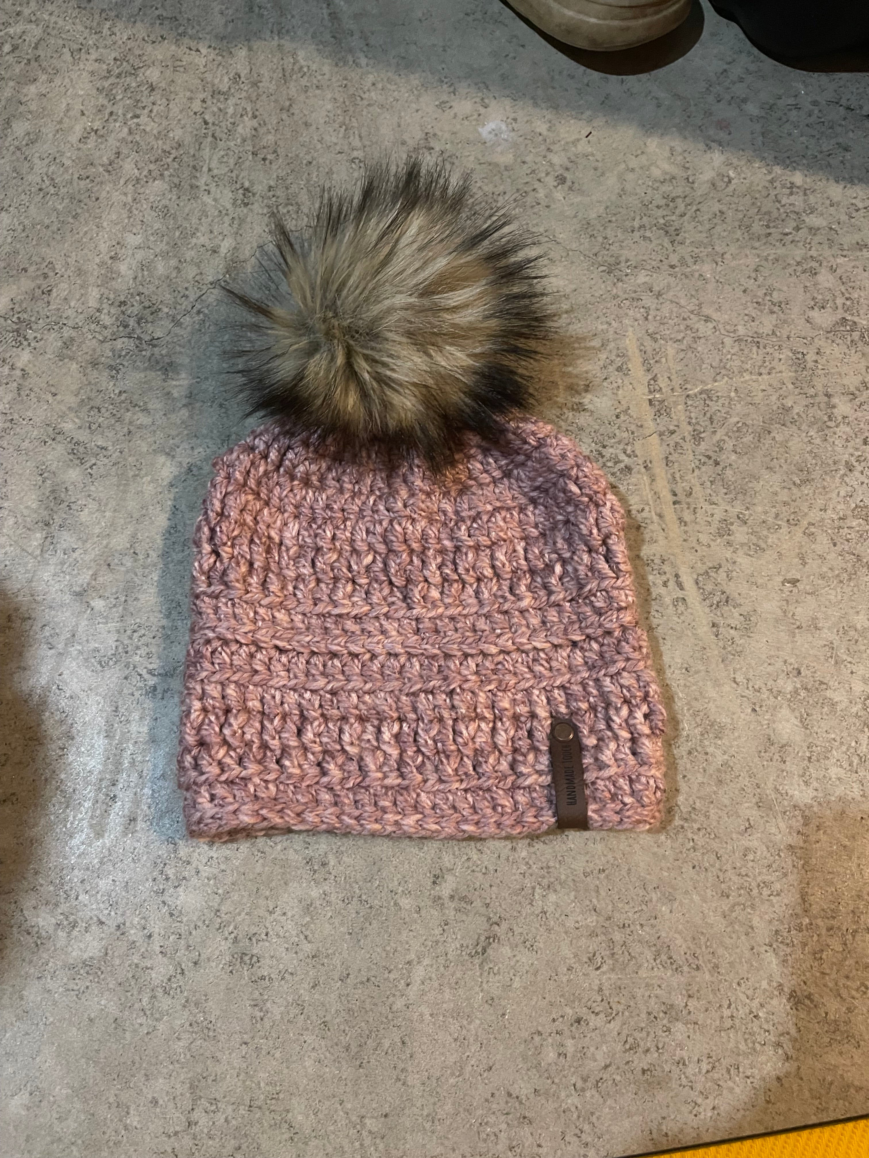 Adult crochet hats with Poms