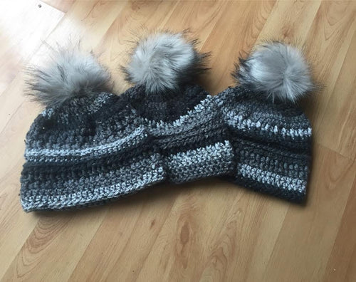 Adult crochet hats with Poms