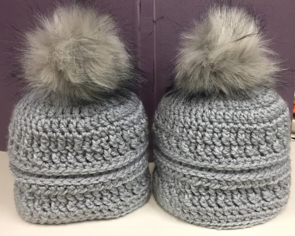 Adult crochet hats with Poms