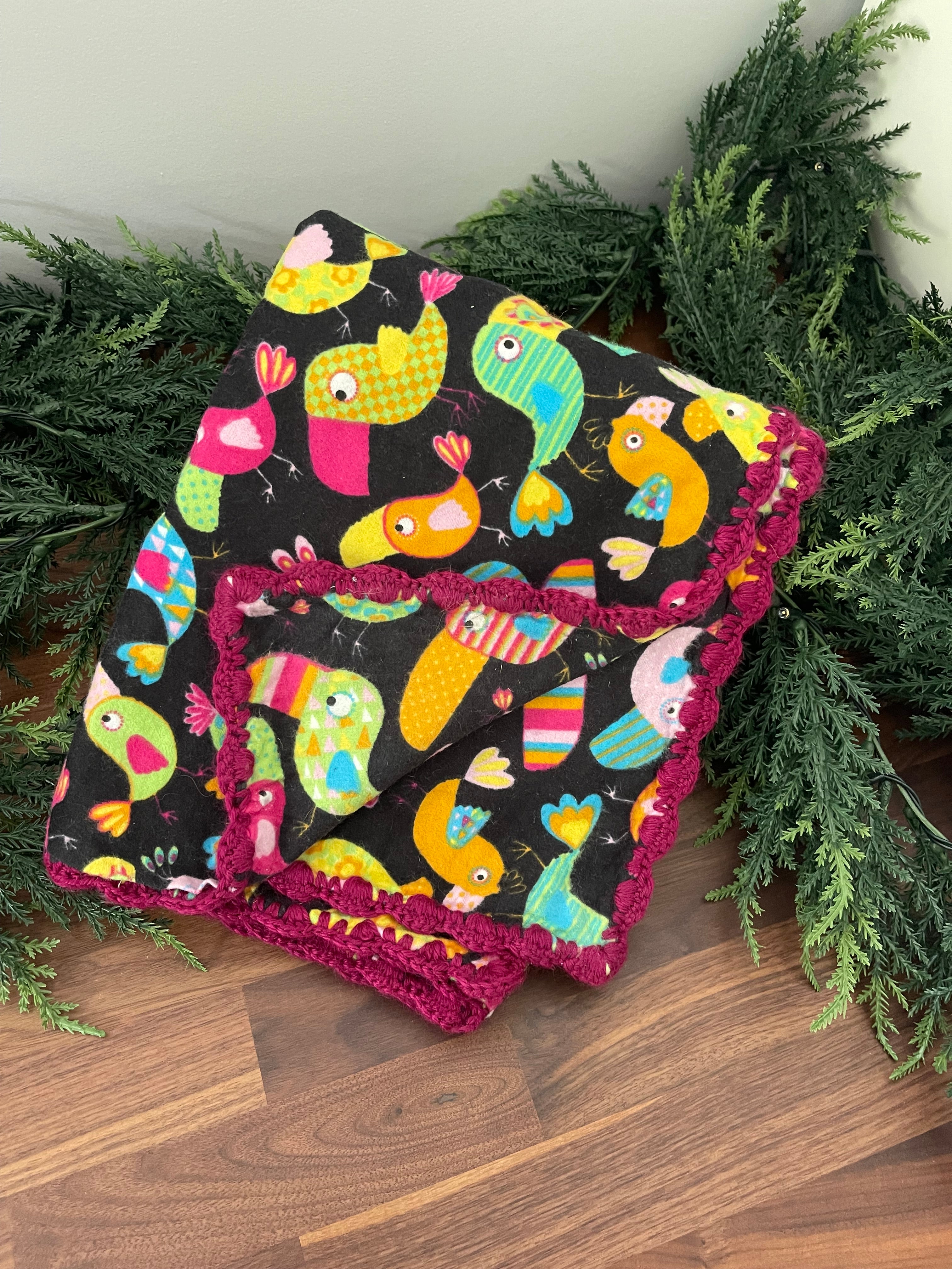 Crochet edge receiving blanket